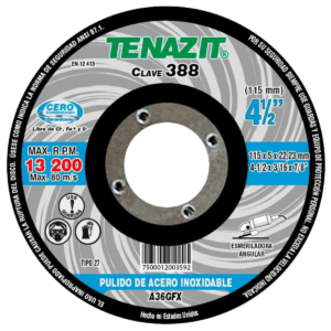 Disco para Pulido Acero Inoxidable 4 1/2” x 3/16’’ x 7/8”