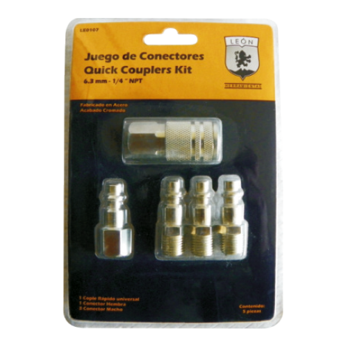 Juego de Coples De 1/4” de Acero para manguera.