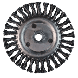 Cepillo Metálico Circular Alambre trenzado 4” rosca 5/8” cal. 0.35 Mm