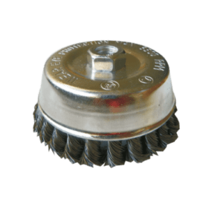 Cepillo Tipo Copa Alambre trenzado 3” rosca 5/8” cal. 0.35 Mm